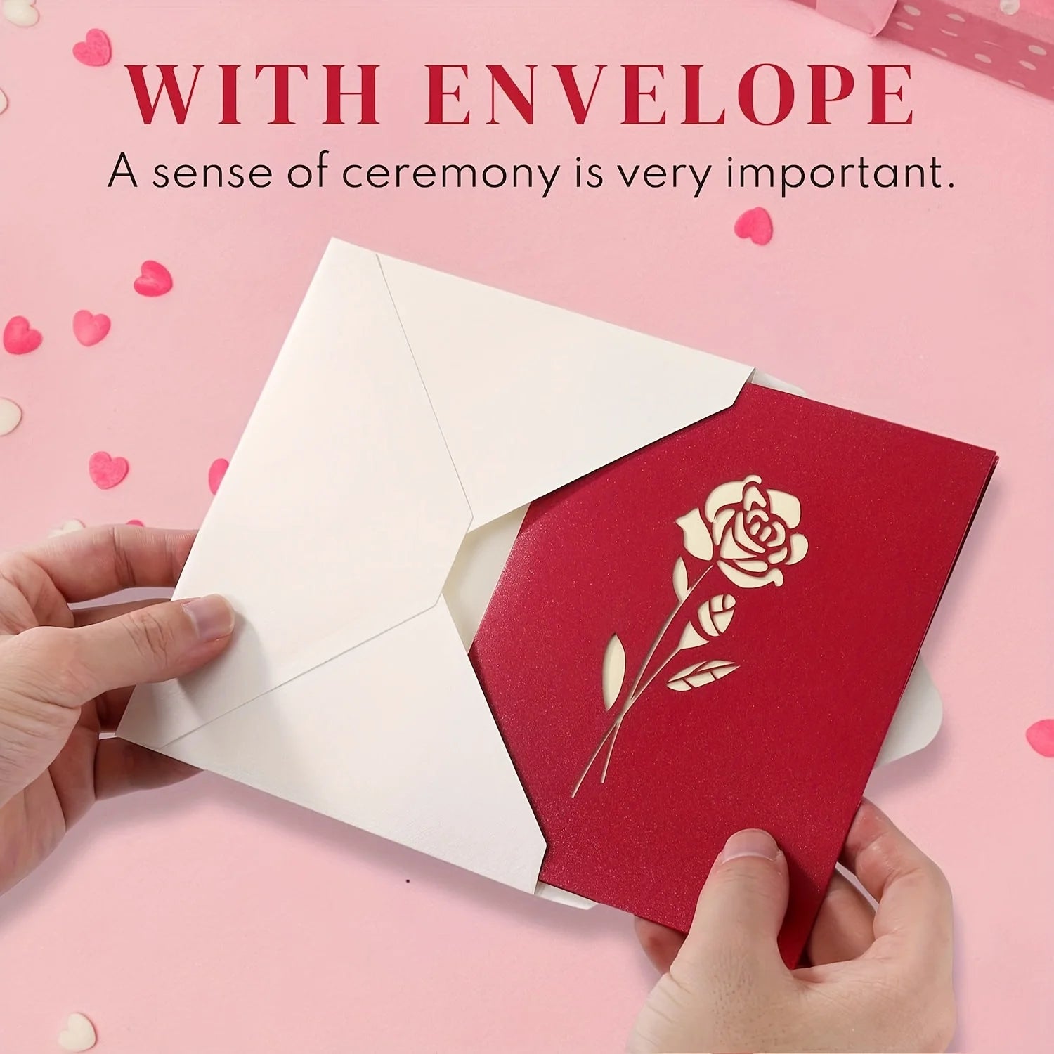 3D pop-up rose birthday happy card with envelope - suitable for anniversaries, Mother's Day, weddings, and Valentine's Day