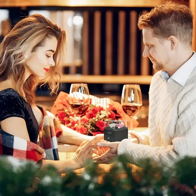 New Hot Selling Valentine's Day Gift Ocean Heart Love Necklace with Eternal Rose Jewelry Box For Girl Mother's Day Gifts