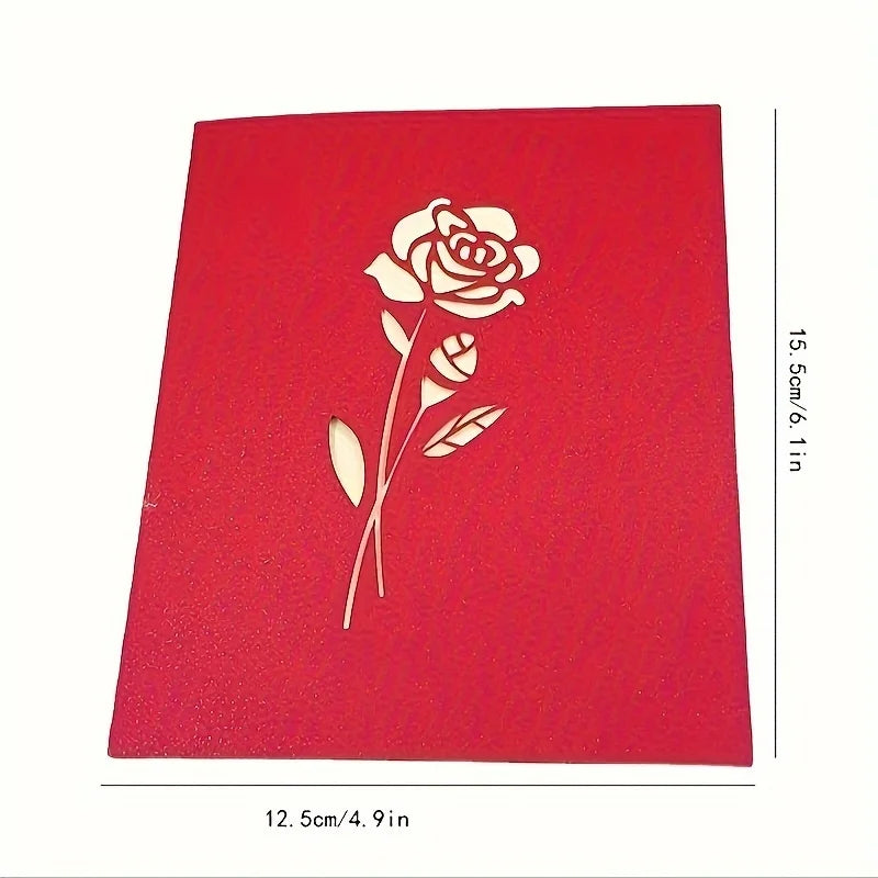 3D pop-up rose birthday happy card with envelope - suitable for anniversaries, Mother's Day, weddings, and Valentine's Day